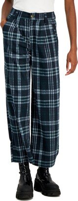 Juniors' Slouchy Double-Knit Plaid Pants