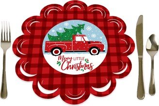 Merry Little Christmas Tree - Red Truck Party Round Table Decorations Paper Chargers Place Setting For 12