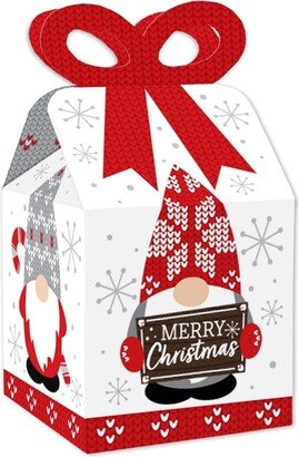 Big Dot of Happiness Christmas Gnomes - Square Favor Gift Boxes - Holiday Party Bow Boxes - Set of 12