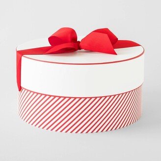 Sugar Paper + Target Red Diagonal Striped Large Round Gift Box White - Sugar Paper™ + Target