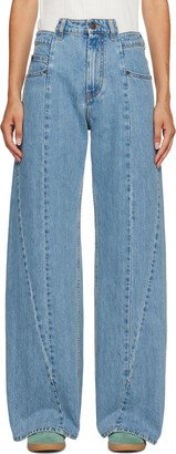 Blue Paneled Jeans-AD