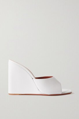 Lupita Leather Wedge Mules - White