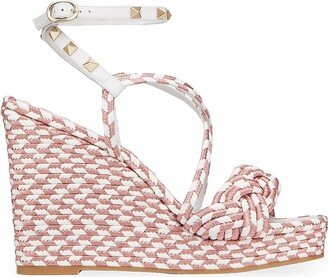 Rockstud Silk Torchon Wedge Sandals