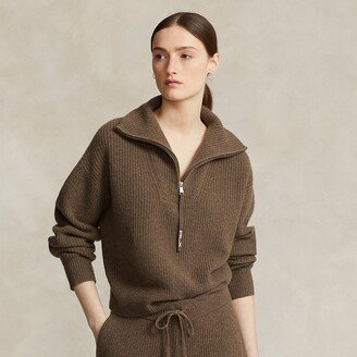 Ralph Lauren Rib-Knit Cashmere-Wool Half-Zip Sweater