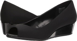 Candra (Black Lycra) Women's Wedge Shoes