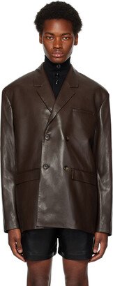 Brown Gabriel Vegan Leather Blazer