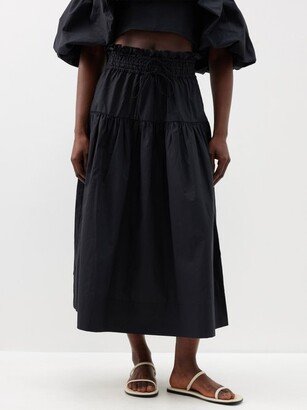 Kyra Tiered Cotton-poplin Midi Skirt