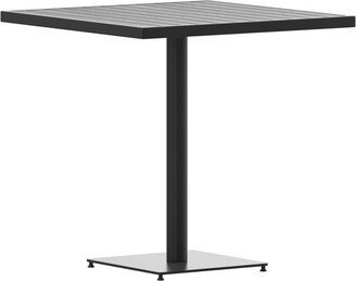 Emma and Oliver 30 Square Outdoor Patio Bistro Table with Gray Wash Faux Teak Poly Slats