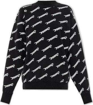 All-Over Logo Detailed Crewneck Sweater