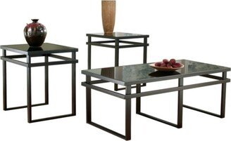 Set of 3 Laney Side Tables Black/Gray