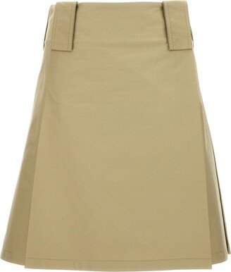 Pleated A-Line Midi Skirt