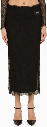 Black lace midi skirt-AA