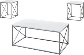 Monarch Specialties Table Set, 3pcs Set, Coffee, End, Side, Accent, Living Room, Metal, Laminate, Contemporary, Modern