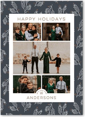 Holiday Cards: Modern Pine Holiday Card, Blue, 5X7, Holiday, Matte, Signature Smooth Cardstock, Square