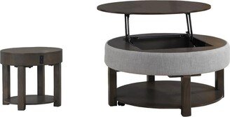 Yoel 2 Piece Coffee Table and End Table Set. Gray and Brown Finish