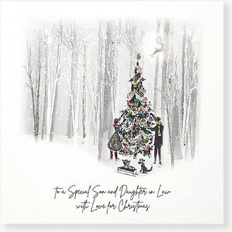 Selfridges Edit To A Special Son And Daughter In Law With Love For Christmas Glitter-embellished Christmas Card 16.5cm x 16.5cm