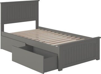 AFI Nantucket Twin XL Platform Bed with Foot Board with 2 Drawers in Grey