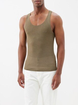 Gus Ribbed-knit Silk Tank Top