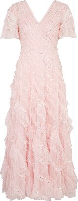 Spiral Sequin-embellished Tulle Gown