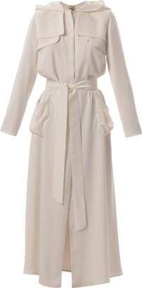 Julia Allert White Long Single Breasted Trench Coat