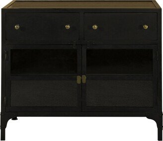 Furniture Sadler Black 2-drawer Accent Cabinet with Glass Doors