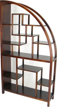 Half Arch Shape Display Unit with Multiple Shelves and Straight Legs,Brown