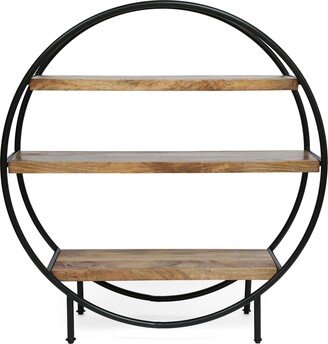 Dundas Indoor Mango Wood Handcrafted Circular Shelf