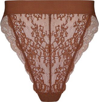 Monique Morin Lingerie Wild Lace Hi Leg Panty Salted Caramel