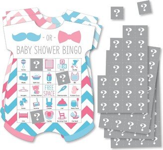 Big Dot of Happiness Chevron Gender Reveal - Picture Bingo Cards and Markers - Gender Reveal Party Baby Shower Shaped Bingo Game - Set of 18