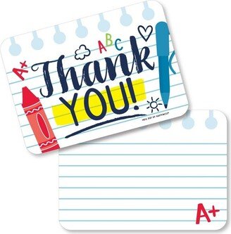 Big Dot of Happiness Back to School - Shaped Thank You Cards - First Day of School Classroom Thank You Note Cards with Envelopes - Set of 12