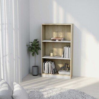 3-Tier Book Cabinet White & Sonoma Oak 23.6