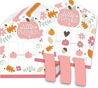 Big Dot of Happiness Girl Little Pumpkin - Fall Birthday Party or Baby Shower Game Pickle Cards - Pull Tabs 3-in-a-Row - Set of 12