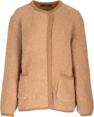 Logo-Plaque Drop Shoulder Knitted Coat