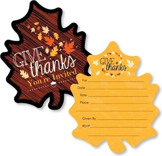 Big Dot of Happiness Give Thanks - Shaped Fill-in Invitations - Thanksgiving Party Invitation Cards with Envelopes - Set of 12