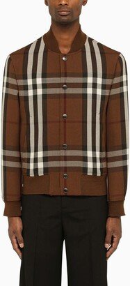 Dark brown Check bomber jacket