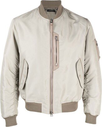 Contrast-Trim Bomber Jacket