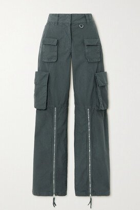 Cotton-ripstop Wide-leg Cargo Pants - Gray