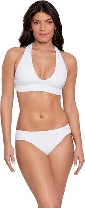 Beach Club Solids Twist X Back Bikini Top (White) Women's Swimwear