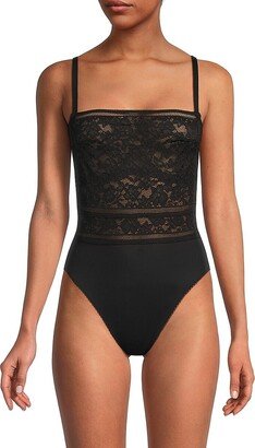 Lace Cut-Out Shaping Bodysuit-AA