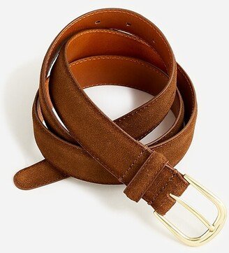 Italian suede and leather round-buckle dress belt