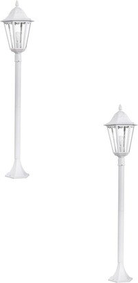 Loops 2 PACK IP44 Outdoor Bollard Light White Aluminium Lantern 60W E27 Tall