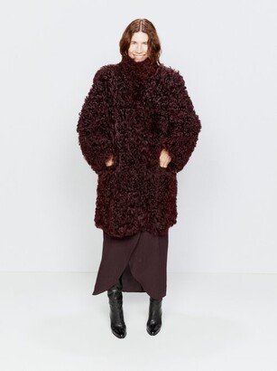 Stand-collar Curly Shearling Coat