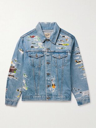 Andy Distressed Layered Printed Denim Jacket