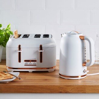 Dunelm Matt White Copper Kettle and Toaster Set White