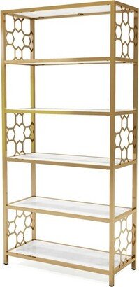 63 Fahan 6 Shelf Bookcase White/Gold - miBasics