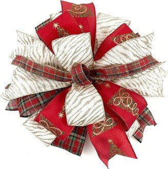 Pre-Made Christmas Bow For Wreath & Lantern Signs, Front Door Hanger Outdoor Bow, Tree