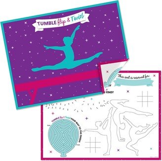 Big Dot Of Happiness Tumble, Flip & Twirl Gymnastics - Paper Coloring Activity Placemats - 16 ct