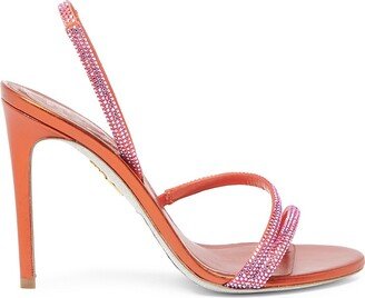 Satin Bead-Embellished Slingback Sandals