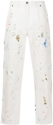 Paint Splatter-Print Straight-Leg Jeans