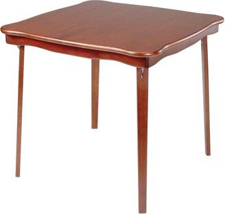 MECO STAKMORE Scalloped Edge Folding Card Table Cherry Finish